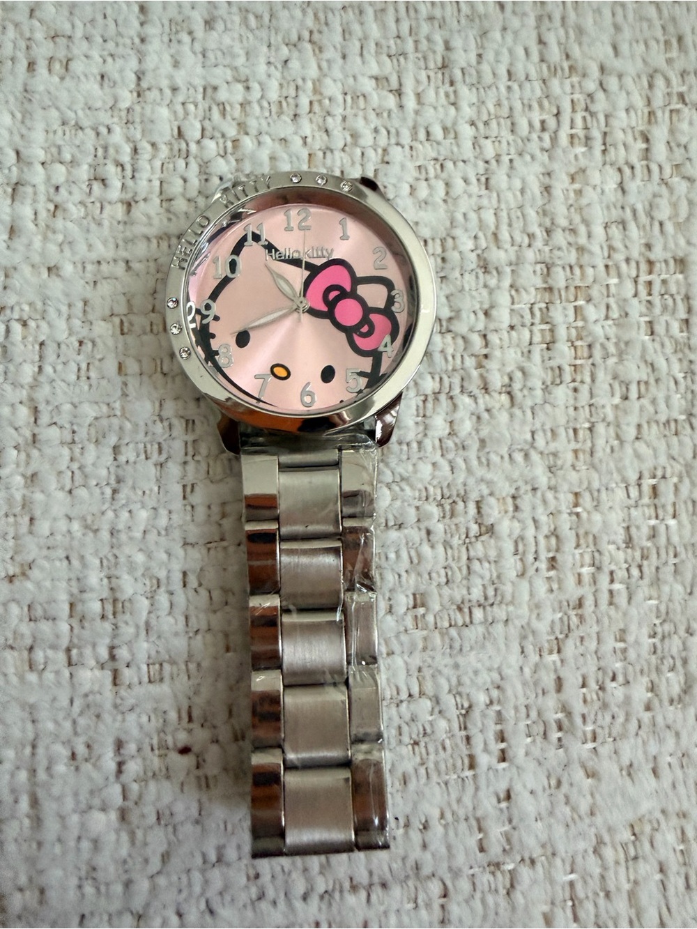 Hello Kitty Pink Dial Silver Bracelet Kids Watch